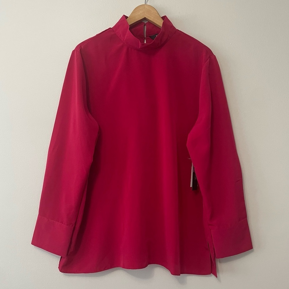 New Isaac Mizrahi IMNYC Red Blouse Top Size XL bin 1R